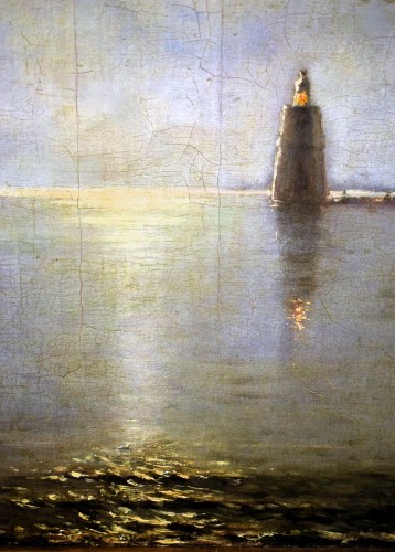 Antiquités - Venise, San Giorgio Maggiore au clair de lune - Baron Deslanders E.A. daté 1877